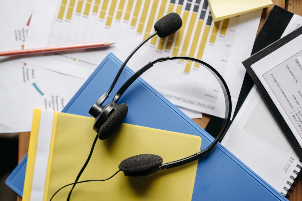 Image shows headphones for maintaining customer servive or customer succss