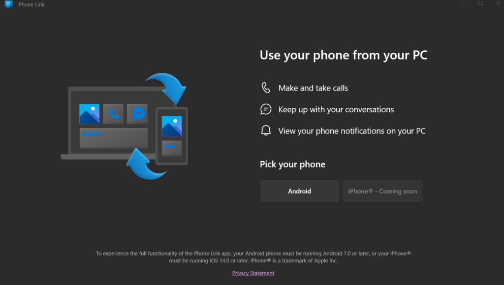 Phone Link in windows 11